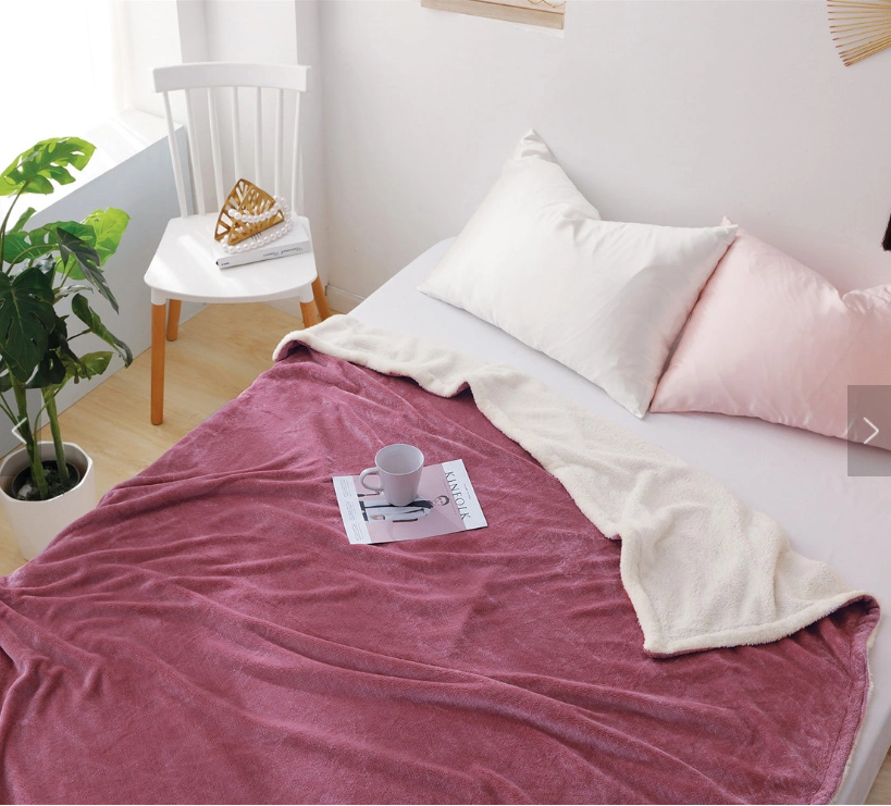 100% Polyester Flannel, Polar Fleece Coral Skin and Other Single-Layer and Double-Layer Throw Blankets with Soft Sherpa