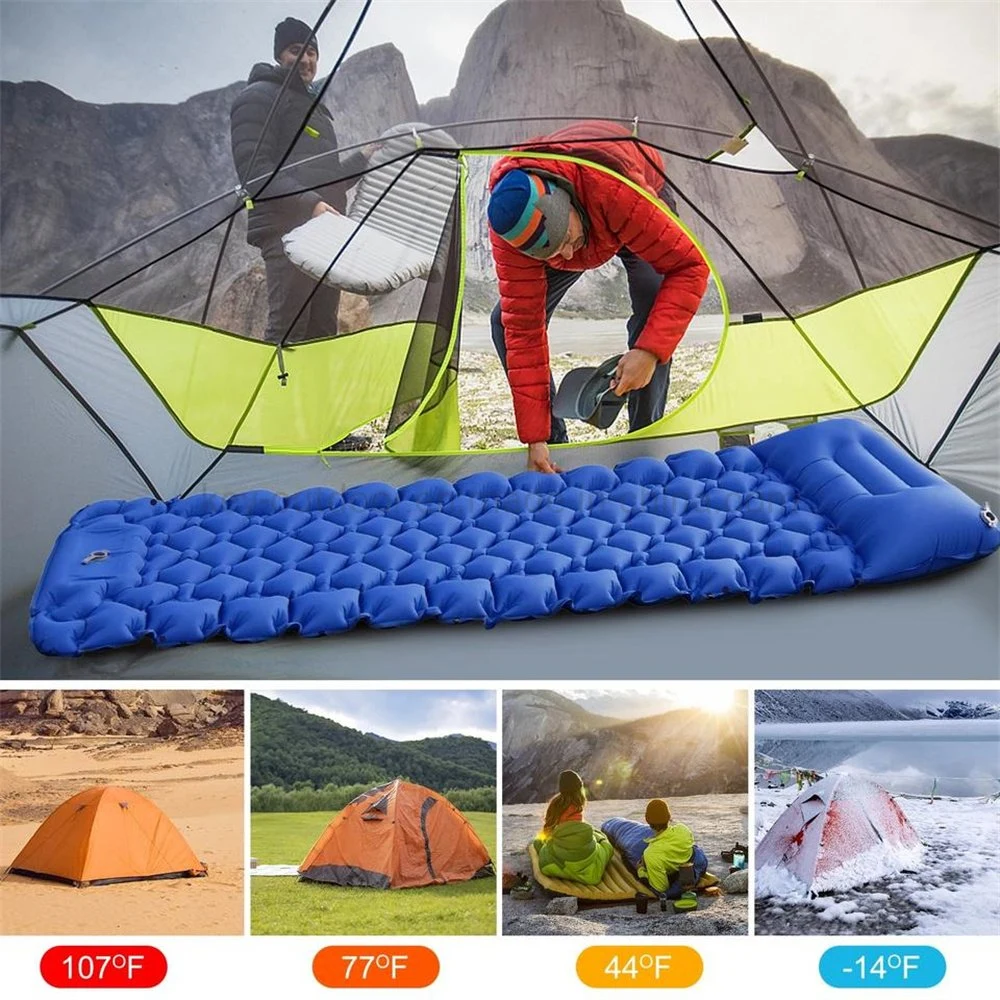 Folding TPU Air Cushion Outdoor Camping Sleeping Foot-Step Automatic Mattress Air Bed Portable Inflatable Bed Beach Picnic Mat Sleeping Pad